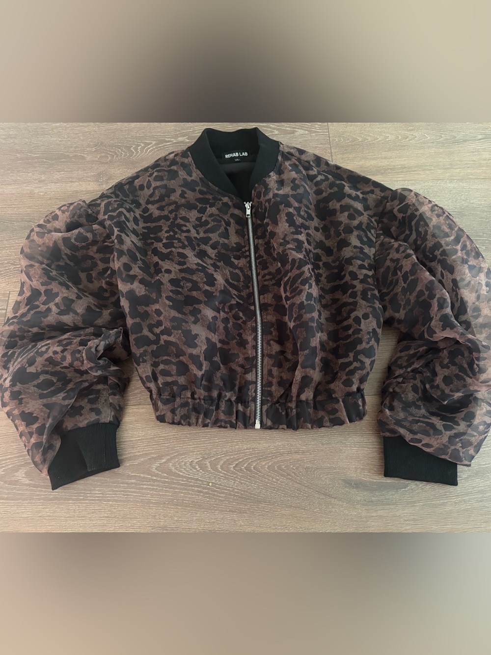 Rehab Brown Leopard-Print Bomber Jacket